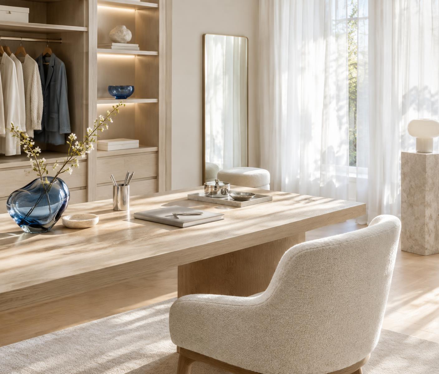 A calm bright private workspace